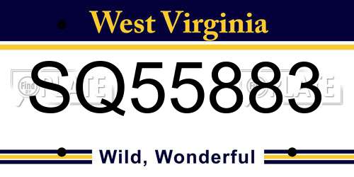 SQ55883 West Virginia License Plate