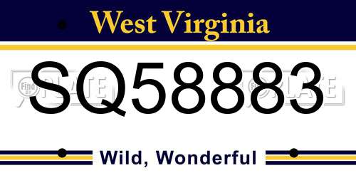 SQ58883 West Virginia License Plate