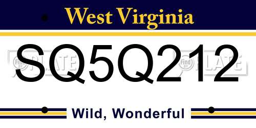 SQ5Q212 West Virginia License Plate