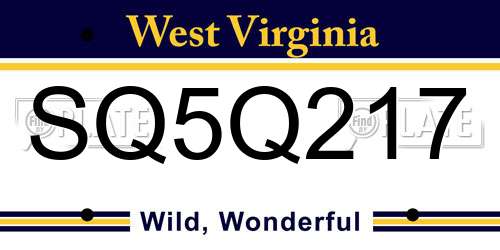 SQ5Q217 West Virginia License Plate