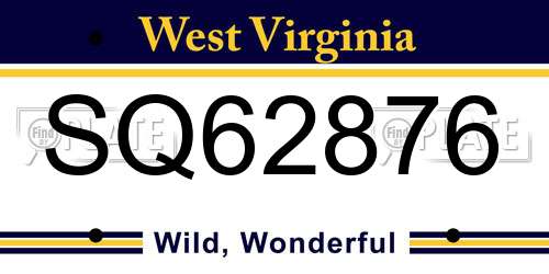 SQ62876 West Virginia License Plate