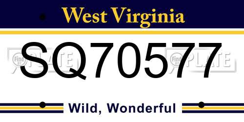 SQ70577 West Virginia License Plate