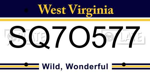 SQ7O577 West Virginia License Plate