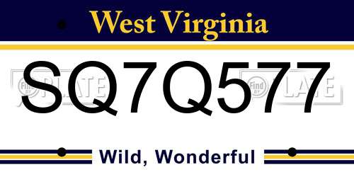 SQ7Q577 West Virginia License Plate