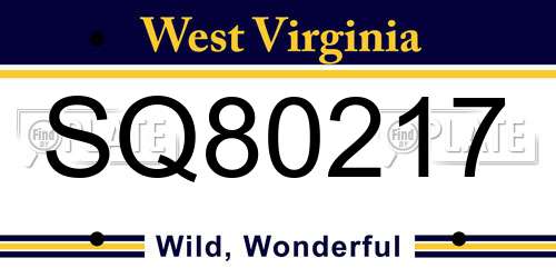 SQ80217 West Virginia License Plate