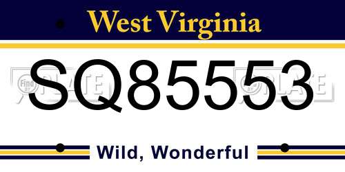 SQ85553 West Virginia License Plate