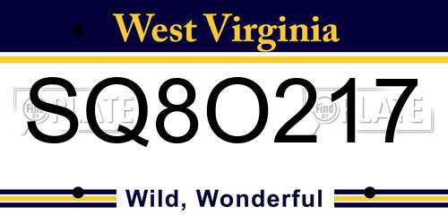 SQ8O217 West Virginia License Plate