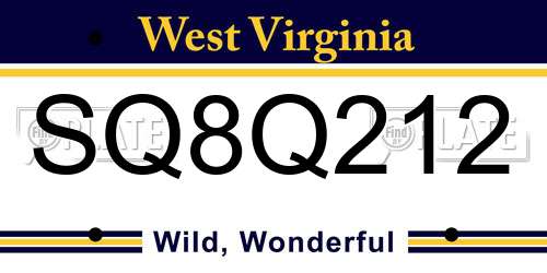 SQ8Q212 West Virginia License Plate