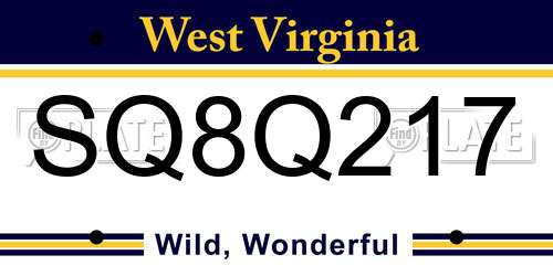 SQ8Q217 West Virginia License Plate