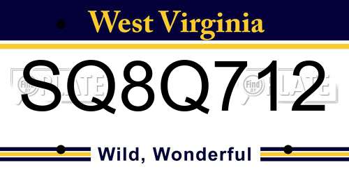 SQ8Q712 West Virginia License Plate