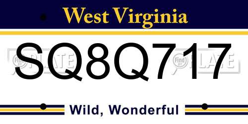 SQ8Q717 West Virginia License Plate