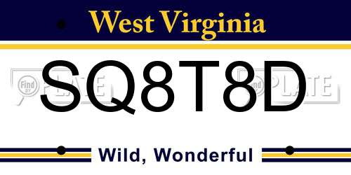 SQ8T8D West Virginia License Plate