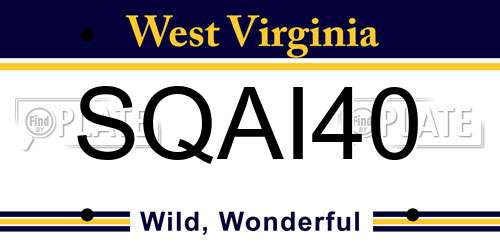 SQAI40 West Virginia License Plate