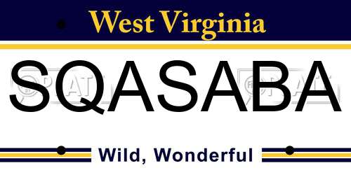 SQASABA West Virginia License Plate