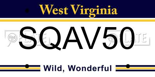 SQAV50 West Virginia License Plate