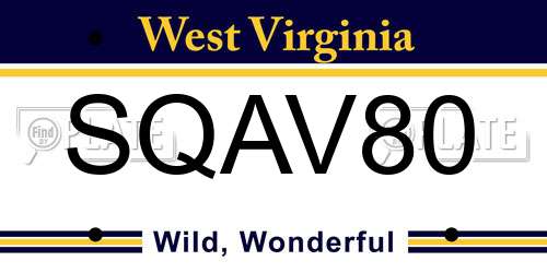 SQAV80 West Virginia License Plate