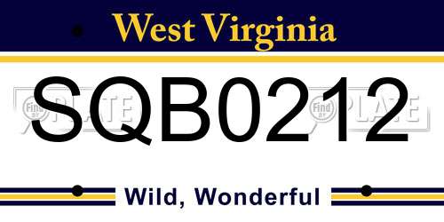 SQB0212 West Virginia License Plate