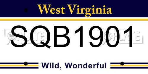 SQB1901 West Virginia License Plate