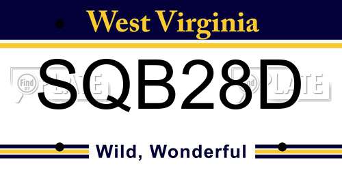 SQB28D West Virginia License Plate