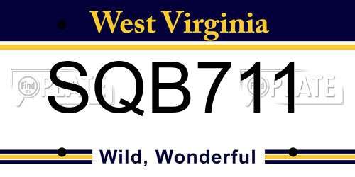 SQB711 West Virginia License Plate