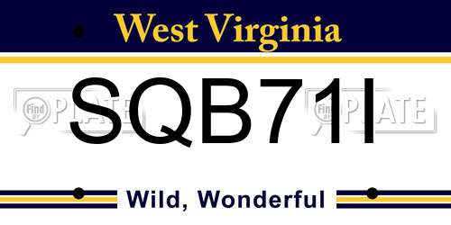 SQB71I West Virginia License Plate