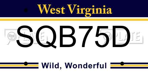 SQB75D West Virginia License Plate