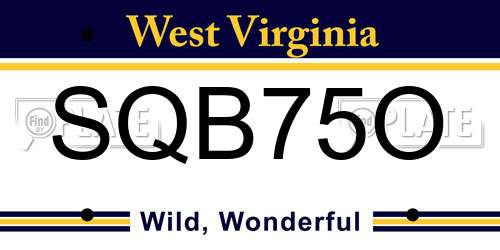 SQB75O West Virginia License Plate