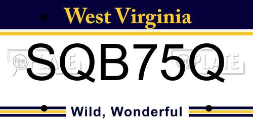 SQB75Q West Virginia License Plate