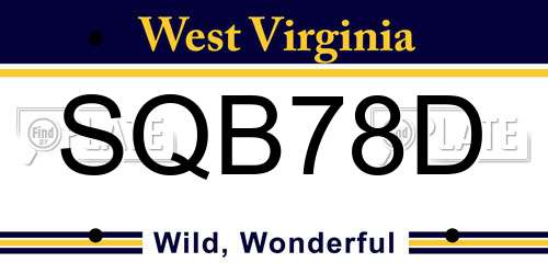 SQB78D West Virginia License Plate