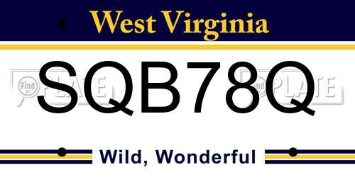 SQB78Q West Virginia License Plate