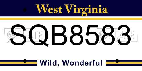 SQB8583 West Virginia License Plate