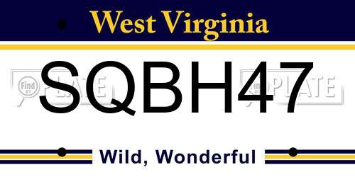 SQBH47 West Virginia License Plate