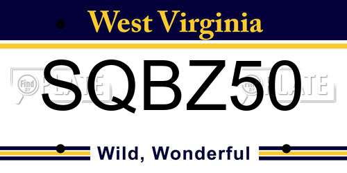SQBZ50 West Virginia License Plate
