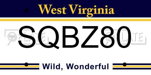 SQBZ80 West Virginia License Plate