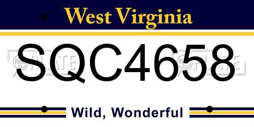 SQC4658 West Virginia License Plate