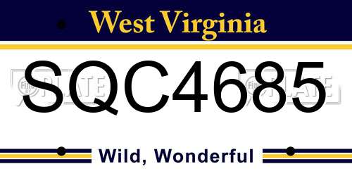 SQC4685 West Virginia License Plate