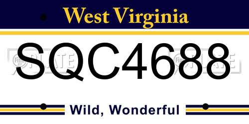 SQC4688 West Virginia License Plate