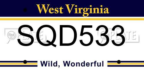 SQD533 West Virginia License Plate