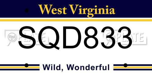 SQD833 West Virginia License Plate