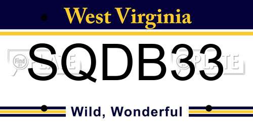 SQDB33 West Virginia License Plate