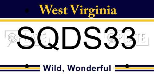 SQDS33 West Virginia License Plate