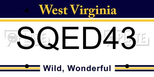 SQED43 West Virginia License Plate