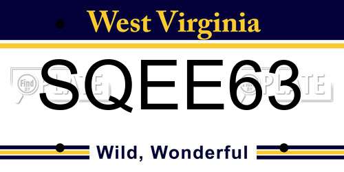 SQEE63 West Virginia License Plate