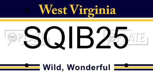 SQIB25 West Virginia License Plate