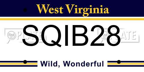 SQIB28 West Virginia License Plate