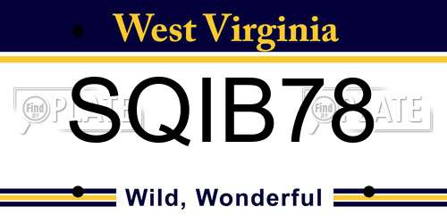 SQIB78 West Virginia License Plate