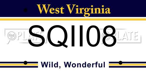 SQII08 West Virginia License Plate