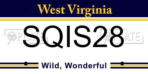 SQIS28 West Virginia License Plate