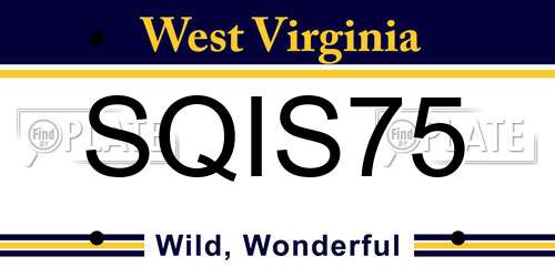 SQIS75 West Virginia License Plate