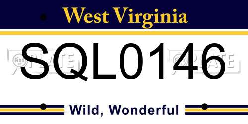 SQL0146 West Virginia License Plate